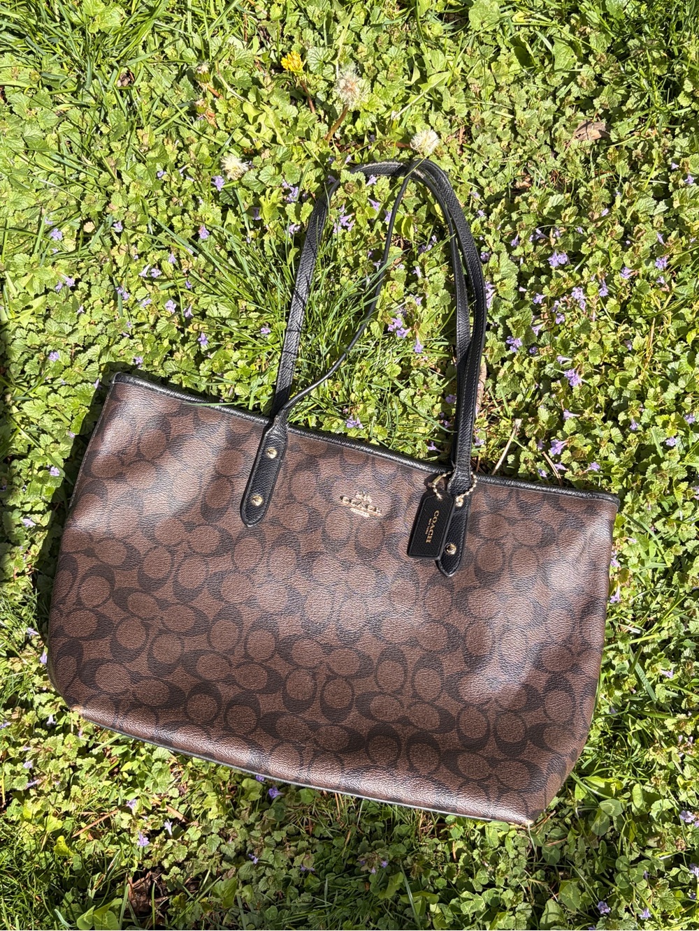Coach Brown Signature Canvas Tote Bag